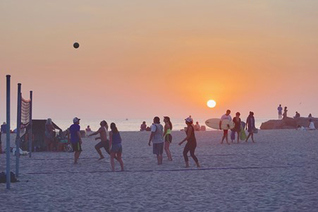 people are enjoying atthe family beach in dubai