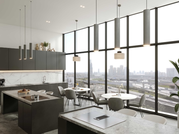 uxurious open-plan kitchen featuring modern appliances and ample