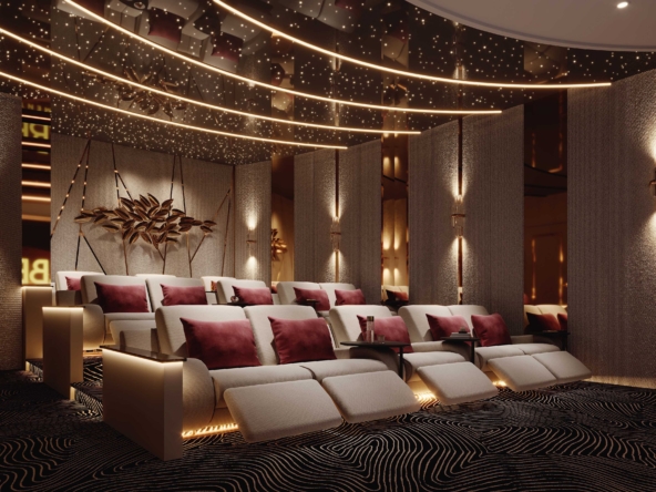 Luxury Home Theater with Starry Ceiling and Reclining Seats