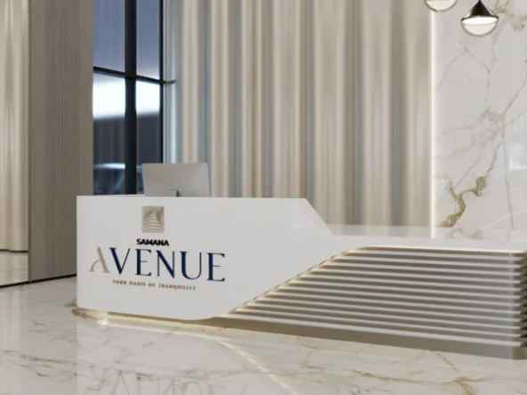 Samana Avenue Dubai: Modern reception area with sleek design and luxurious finishes.