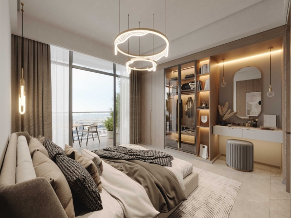 Modern Bedroom of Electra by acube with Ocean View and Walk-in Closet